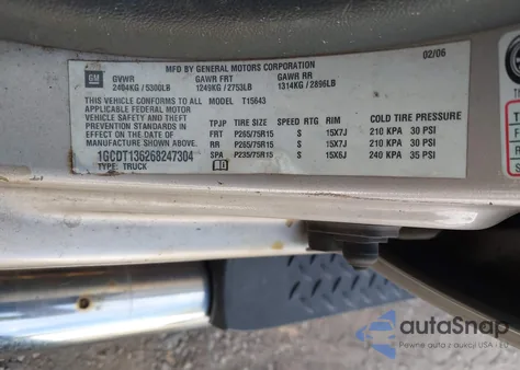 2006 Chevrolet Colorado Lt z USA, uszkodzony, nr VIN 1GCDT136268247304